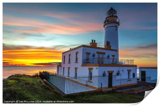 Turnberry Lighthouse Ayrshire Scotland Print by Les McLuckie