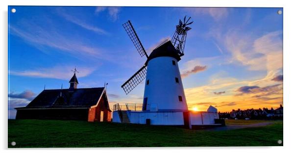 Lytham Windmill Sunset Acrylic by Michele Davis