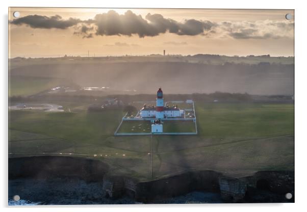 Souter Lighthouse Sunset Acrylic by Apollo Aerial Photography