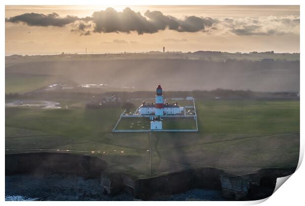 Souter Lighthouse Sunset Print by Apollo Aerial Photography