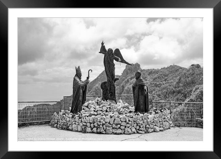 Statues of the Saints Sorrento Mountains Mono  Framed Mounted Print by Diana Mower