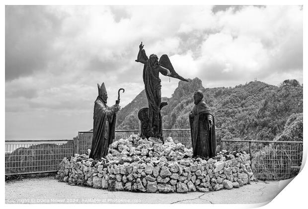 Statues of the Saints Sorrento Mountains Mono  Print by Diana Mower