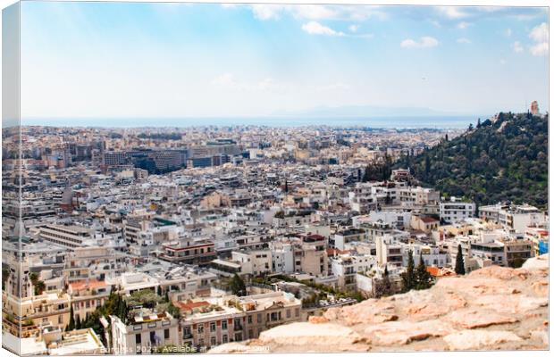 View of the city of Athens Greece Canvas Print by Holly Burgess