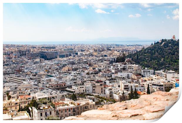 View of the city of Athens Greece Print by Holly Burgess