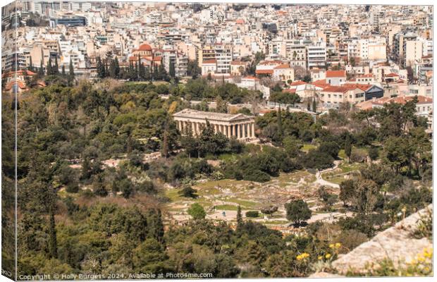 Athens view of the City Canvas Print by Holly Burgess