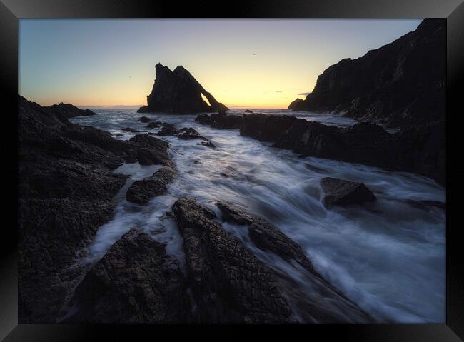 Ethereal Sunrise at Bow Fiddle Rock Framed Print by Anthony McGeever