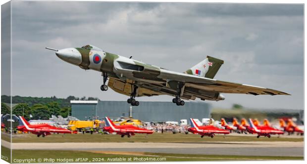 Vulcan Leaving Red Arrows Arriving Canvas Print by Philip Hodges aFIAP ,