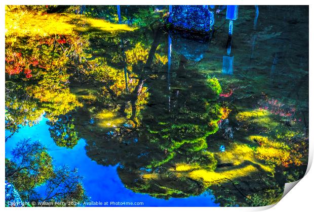 Abstract Fall Leaves Ginkakuji Kyoto Japan Print by William Perry