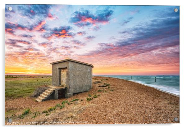 Sunrise Colours at Landguard Acrylic by Terry Newman