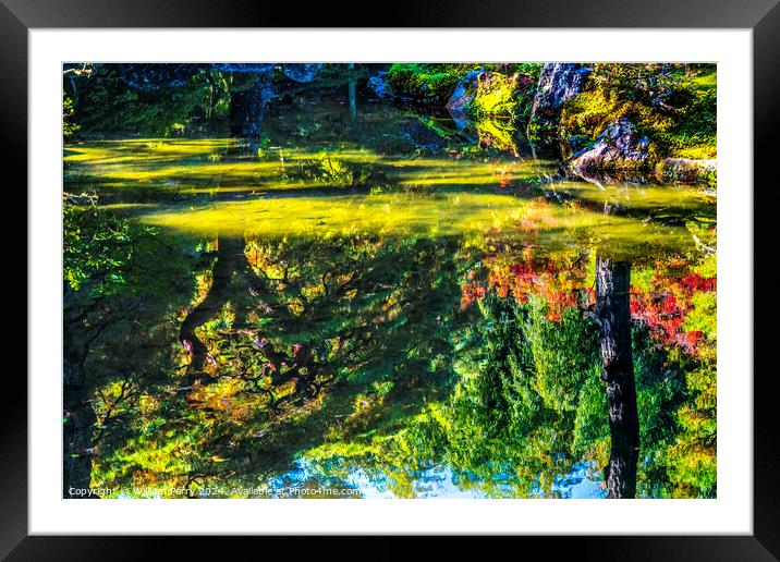 Fall Leaves Garden Ginkakuji Kyoto Japan Framed Mounted Print by William Perry
