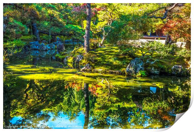 Fall Leaves Garden Ginkakuji Silver Temple Kyoto Japan Print by William Perry
