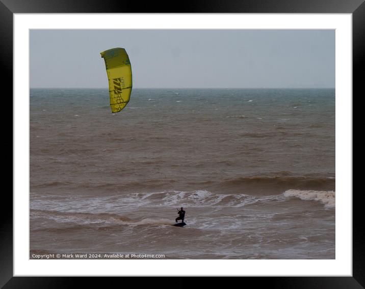 Kitesurfing in Sussex. Framed Mounted Print by Mark Ward