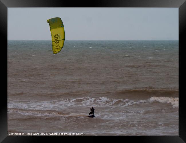 Kitesurfing in Sussex. Framed Print by Mark Ward