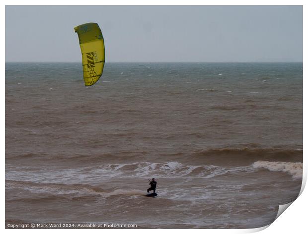 Kitesurfing in Sussex. Print by Mark Ward
