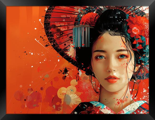 Geisha Girl Art Framed Print by Steve Smith