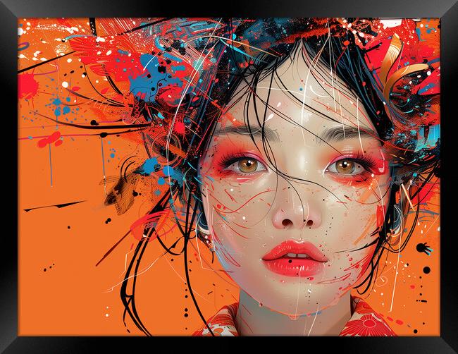 Geisha Girl Art Framed Print by Steve Smith
