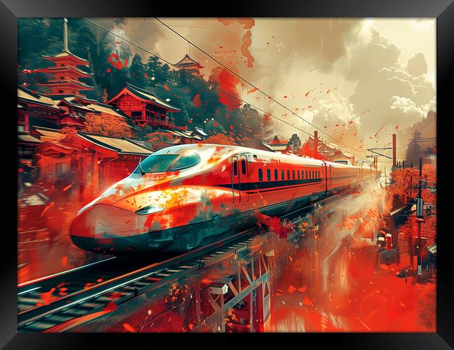 Japanese Bullet Train Art Framed Print by Steve Smith