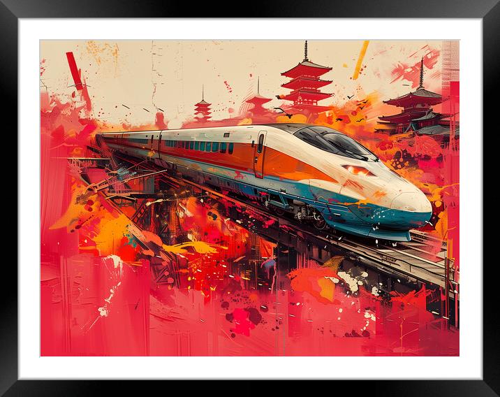 Japanese Bullet Train Art Framed Mounted Print by Steve Smith