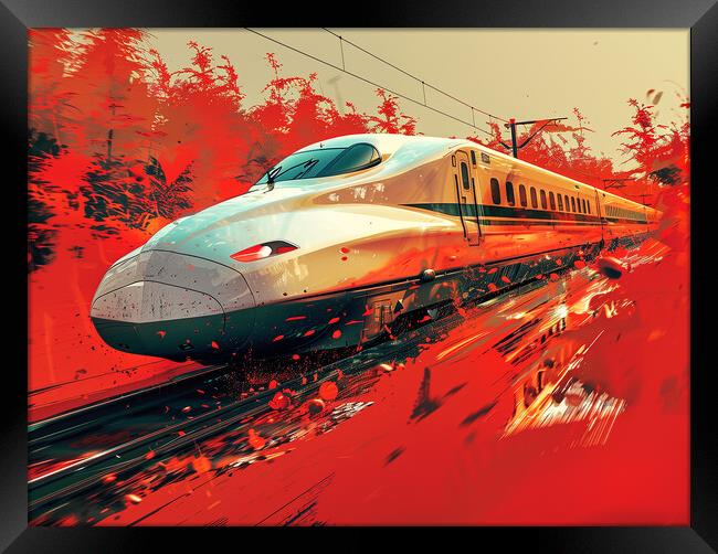 Japanese Bullet Train Art Framed Print by Steve Smith