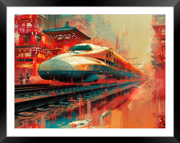 Japanese Bullet Train Art Framed Mounted Print by Steve Smith