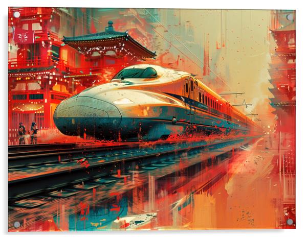 Japanese Bullet Train Art Acrylic by Steve Smith
