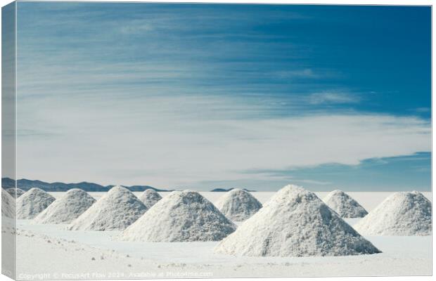 Salt Mounds in Salar de Uyuni Under Blue Sky Canvas Print by FocusArt Flow