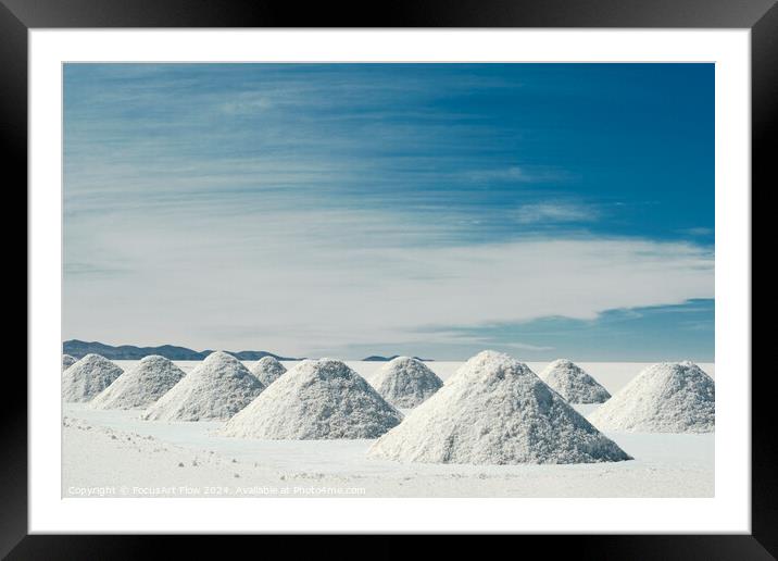 Salt Mounds in Salar de Uyuni Under Blue Sky Framed Mounted Print by FocusArt Flow