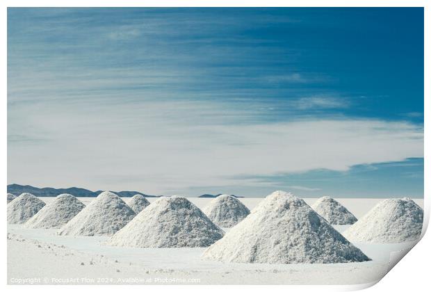 Salt Mounds in Salar de Uyuni Under Blue Sky Print by FocusArt Flow