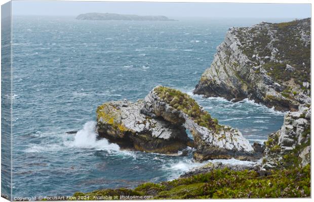 Falkland Islands Coastal Cliffs and Crashing Waves Canvas Print by FocusArt Flow
