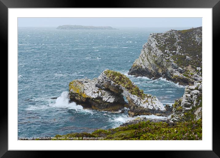 Falkland Islands Coastal Cliffs and Crashing Waves Framed Mounted Print by FocusArt Flow