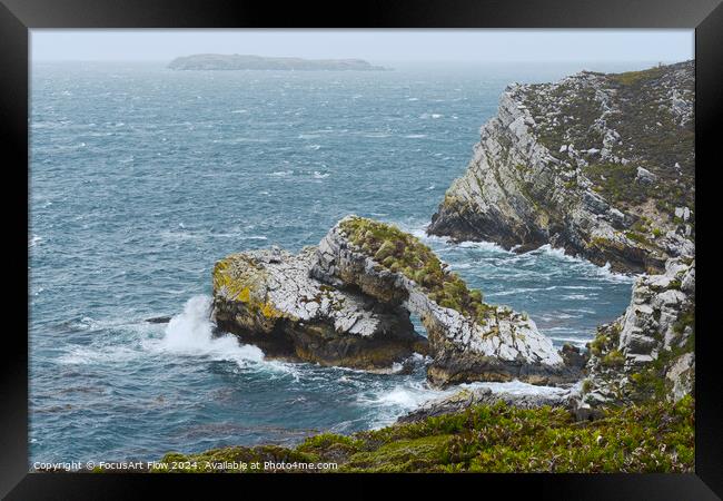 Falkland Islands Coastal Cliffs and Crashing Waves Framed Print by FocusArt Flow