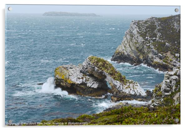 Falkland Islands Coastal Cliffs and Crashing Waves Acrylic by FocusArt Flow
