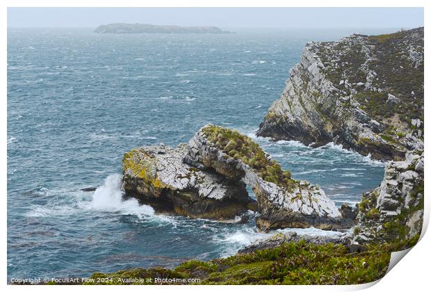 Falkland Islands Coastal Cliffs and Crashing Waves Print by FocusArt Flow