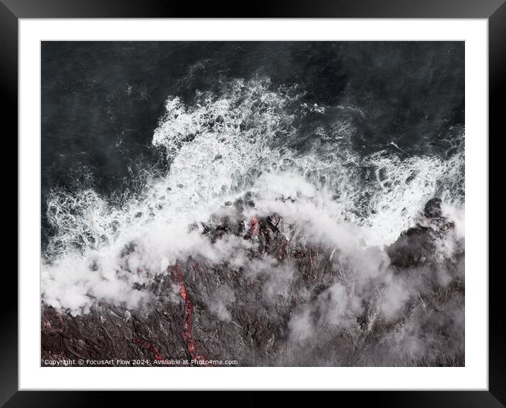 Kilauea Volcano Eruption Ocean Entry Aerial View Framed Mounted Print by FocusArt Flow