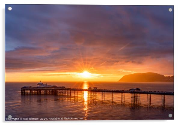Sunrise over llandudno Pier with the tide in  Acrylic by Gail Johnson