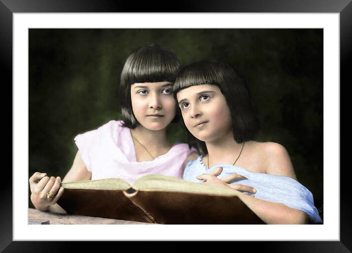 Sofija and Marija, the beautiful sisters from the early 1900s.  Framed Mounted Print by Dejan Travica