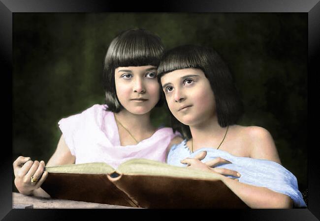 Sofija and Marija, the beautiful sisters from the early 1900s.  Framed Print by Dejan Travica
