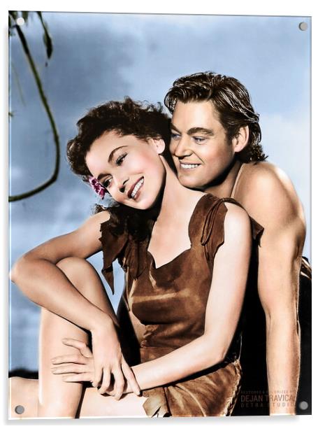 Tarzan and Jane. Johnny Weissmuller and Maureen O  Acrylic by Dejan Travica