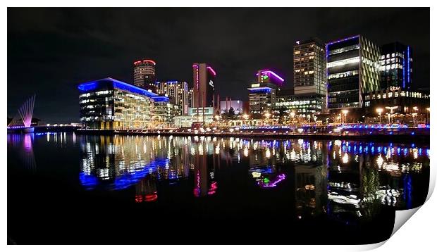 Media City Night Reflections Print by Michele Davis