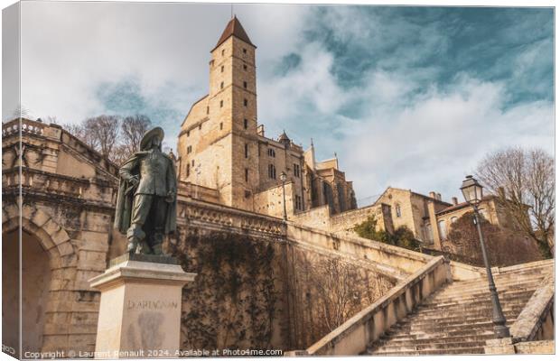 Monumental staircase, statue of d Artagnan in Auch Canvas Print by Laurent Renault
