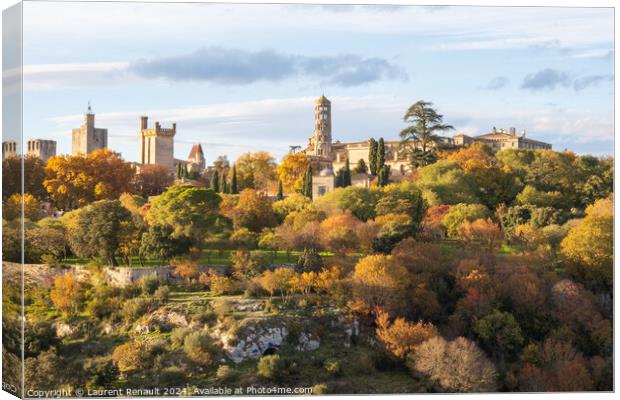 Uzès city of Art and History, general view in autumn. Photograp Canvas Print by Laurent Renault