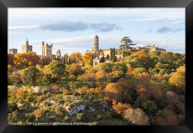 Uzès city of Art and History, general view in autumn. Photograp Framed Print by Laurent Renault