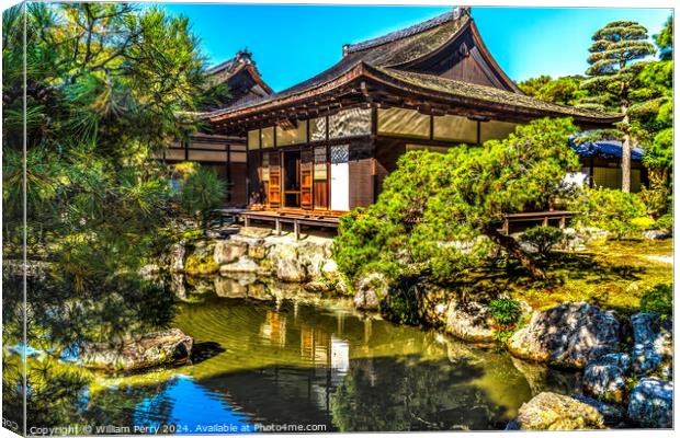 Colorful Garden Togudo Hall Ginkakuji Silver Pavilion Temple Kyo Canvas Print by William Perry