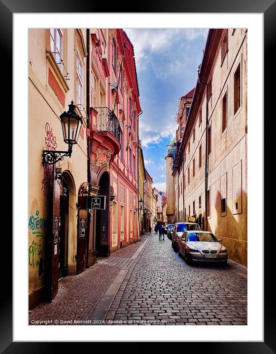 Street in Prague Framed Mounted Print by David Bennett