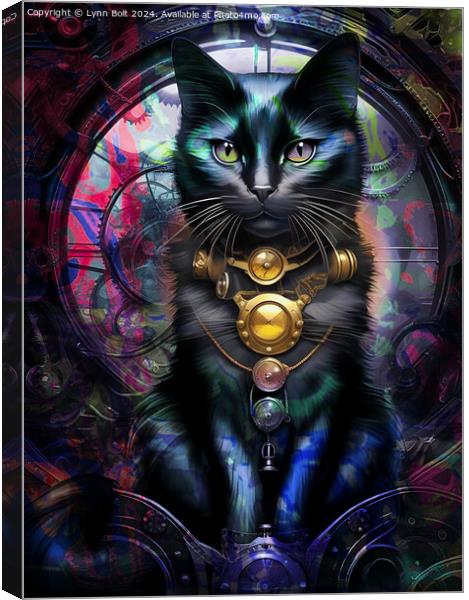 Steam Punk Black Cat Canvas Print by Lynn Bolt