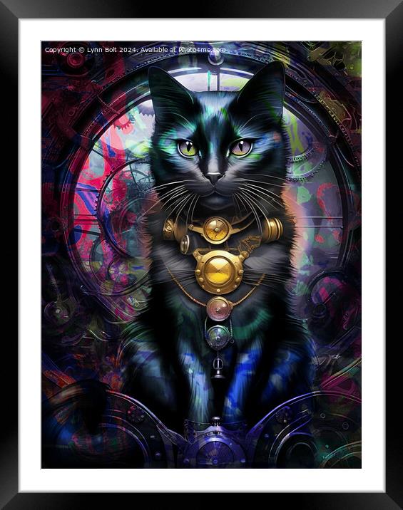 Steam Punk Black Cat Framed Mounted Print by Lynn Bolt