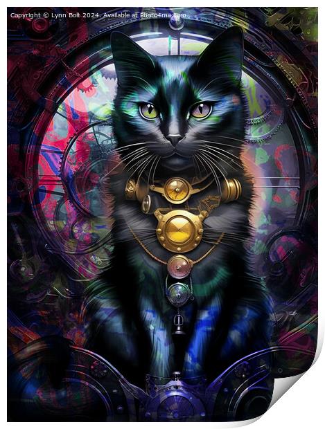 Steam Punk Black Cat Print by Lynn Bolt