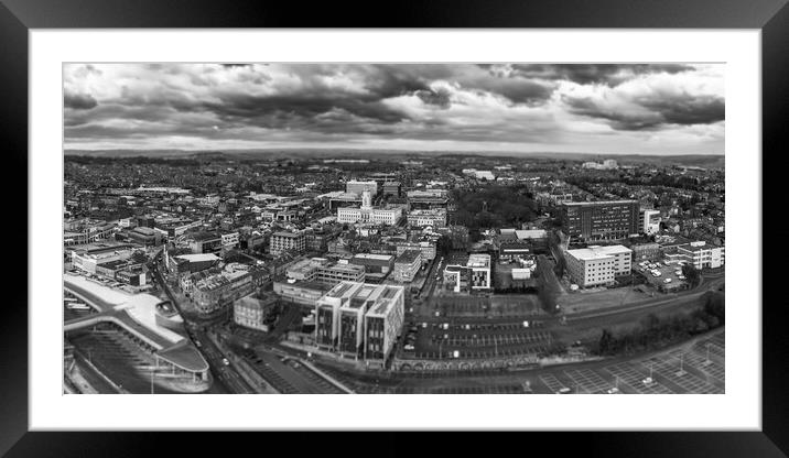 Barnsley Black and White Framed Mounted Print by Apollo Aerial Photography