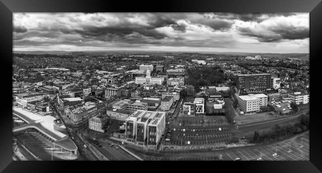 Barnsley Black and White Framed Print by Apollo Aerial Photography