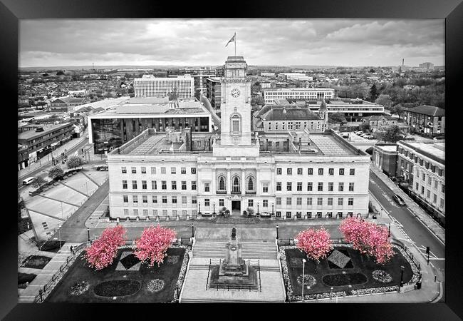 Barnsley Town Hall Blossom Framed Print by Apollo Aerial Photography